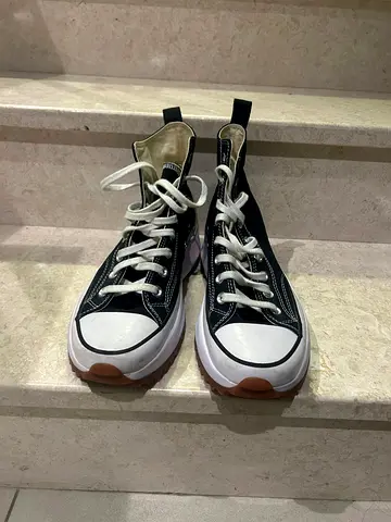 Black high-top converse sneakers with chunky sole - gently used