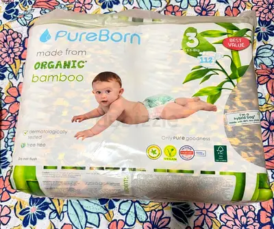 Selling PureBorn organic bamboo diapers Size 3 (112 pcs) - Unused