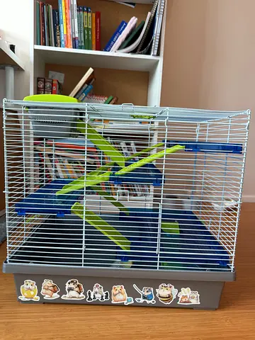 Hamster cage with sand bath