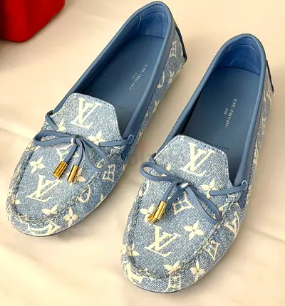 Louis Vuitton Blue Denim Gloria Loafer - Size 37.5  38