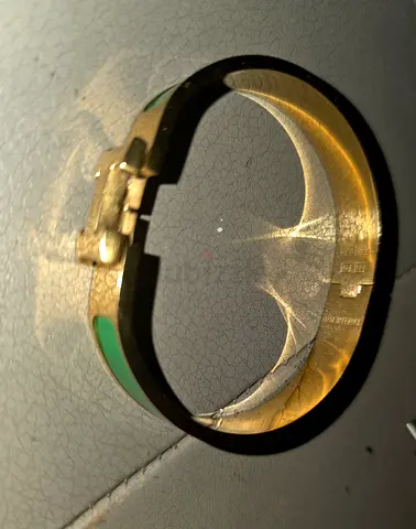 Hermes click H breslet with green inlay - pre-owned