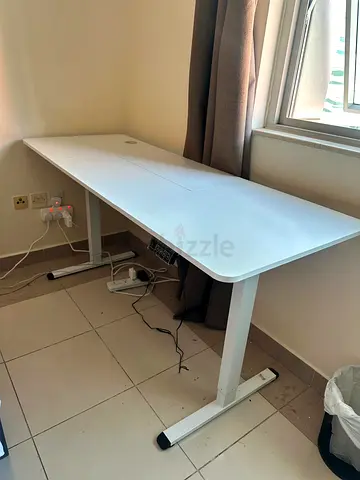 White electric height-adjustable sit-stand desk