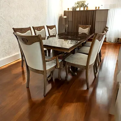 Dining wooden table with 8 chair
