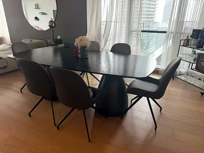 Modern Dining Table with leather Chairs