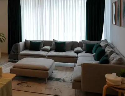 Selling brand new condition ikea Soderhim corner sofa with footstool