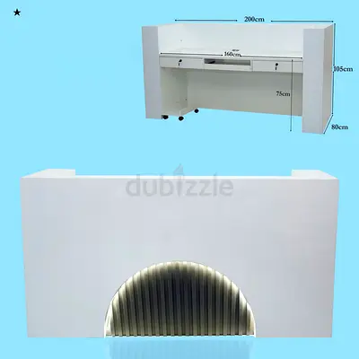 White reception counter with LED arch - 200cm