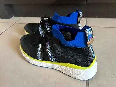 Roberto Cavalli Sporty Black and Blue High-Top Sneakers