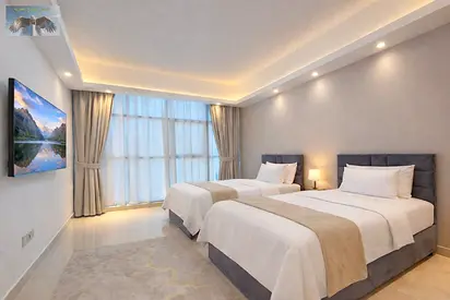 Furnished 1BR + living apartment in Ajman, Gulfa Tower, spacious, 2 baths, balcony, gym, pool, parking, kids’ play area, Sheikh Khalifa St.