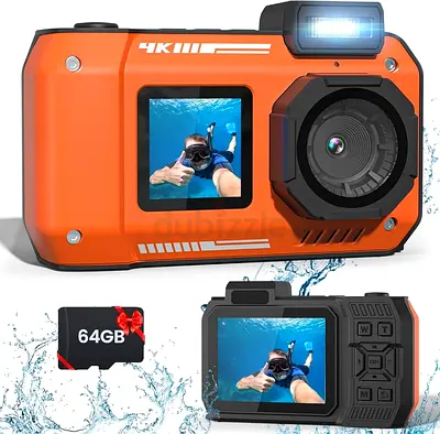 33FT Waterproof Camera 4K 65MP Underwater Camera Rugged Dustproof