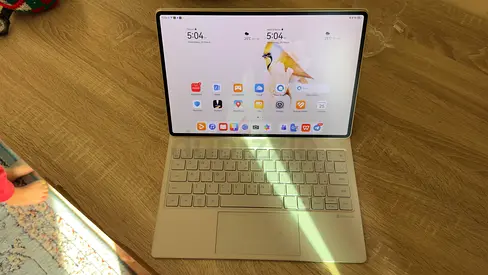 Tablet with Keyboard and Touchscreen Display along with charger and original packaging box