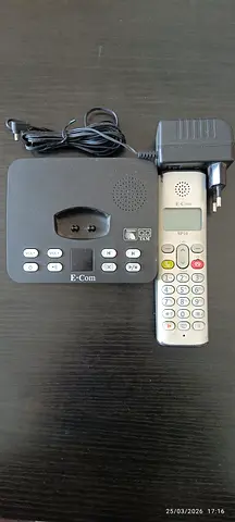 E-Com cordless landline phone with base, handset and charger