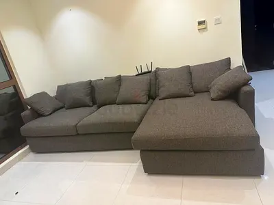 Lounge Deep crate and barrel chocolate Brown lshape sofa