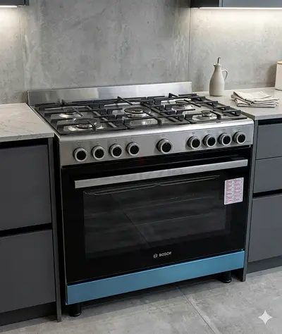 Bosch latest model full gass cooking range 5 burner oven fan stove 90x60 latest model full gass fan