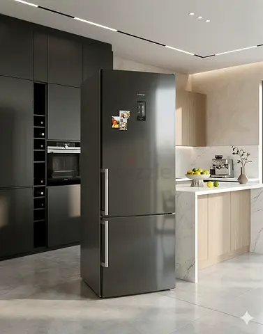 Siemens latest model modern bottom freezer fridge black edition digital touch timer