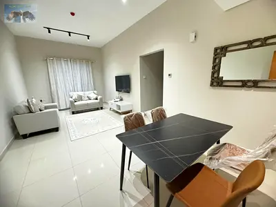 Brand-new 2BR + living apartment for rent in Ajman, all bills & internet included, near Sheikh Khalifa St, next to Gulfa Tower, prime location