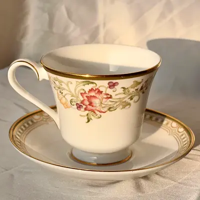 Unique piece . Unused European Antique Floral Tea/coffee Cup and Saucer