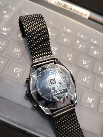Mens black stainless steel mesh strap watch -