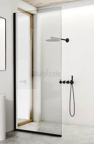 Shower Glass Panel silver frame L shape