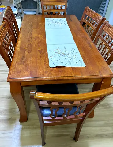 6 seater wooden dining table