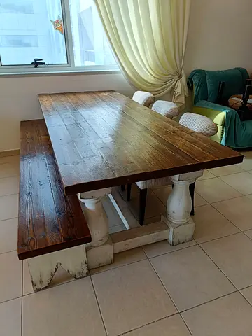 Marina Home solid wood dining table with bench