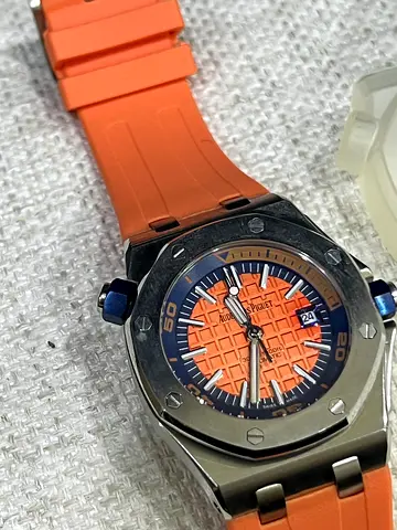Stylish automatic  Mens Sport Watch with Orange Dial and Strap ruble