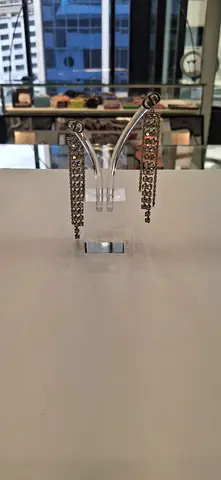 My silver crystal chain drop earrings, gently used