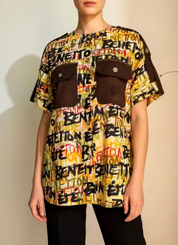Benetton blouse multicolore, new
