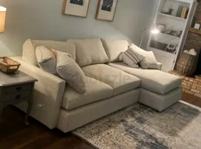 Crategbarrel L Shape Sofa Beige Excellent Condition
