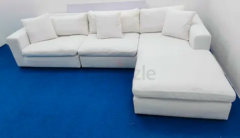 Marina Homes four seater lshape sofa white color