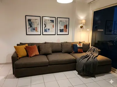 Chocolate Brown crate and barrel lounge Deep lshape sofa