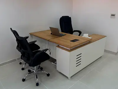 Modern Office Desk with Ergonomic Chairs