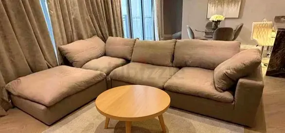 As new Modular feather filled sofa with footstool