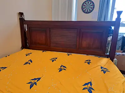 King size bed with mattress for sale.