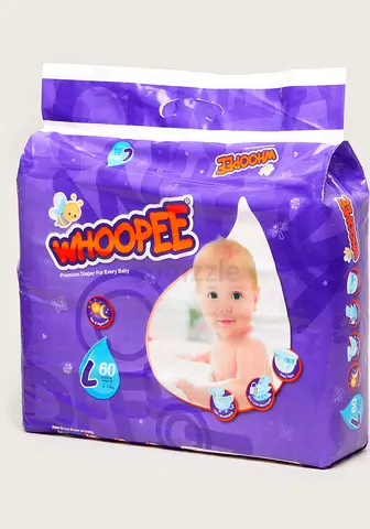 Whoopee Premium Baby Diapers - Size L (Pack of 60)