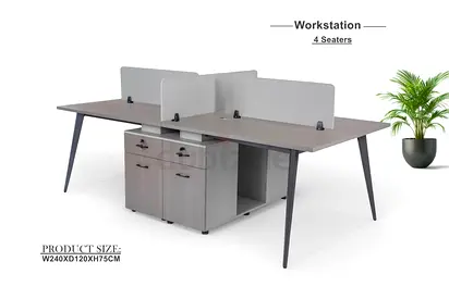 Brand New 4-Seater Office Workstation Desk with Drawers  Divider Screens (240 x 120 x 75 cm)