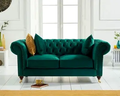 Elegant Green Velvet Chesterfield Sofa