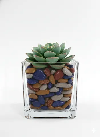 Empty Elegant Square Glass Vase, Plant Pot, Accessories, Home Decor, Indoor, Outdoor