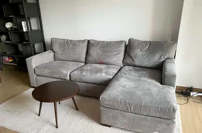 Velvet Cratebarrel axis L shape sofa