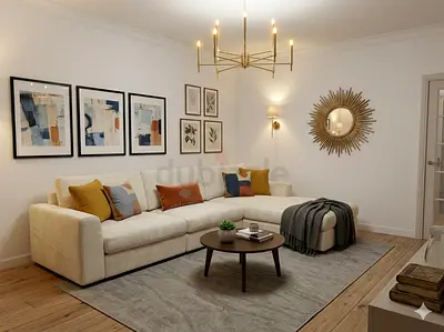 Home center beige color lshape sofa