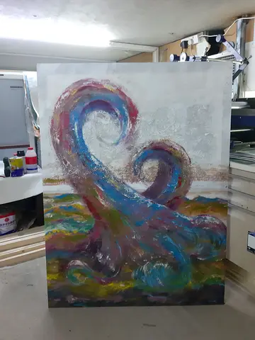 Abstract Painting on Canvas ready to hang wrapped canvas size 90x120cm