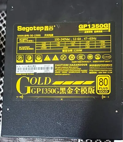 Segotep GP1350G Power Supply Unit - 80 Plus Gold Certified