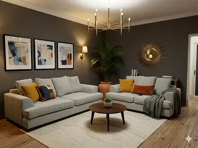 The One Brand gray color 3+2 seater sofa