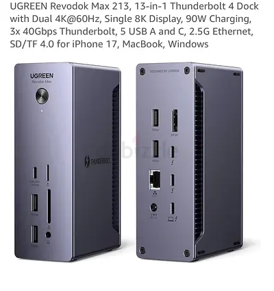 UGREEN Revodok Max 213, 13-in-1 Thunderbolt 4 Dock with Dual 4K@60Hz, Single 8K Display, 90W Chargin