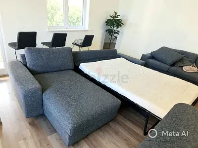 Ikea gunnared dark L shape sofa bed with mattress