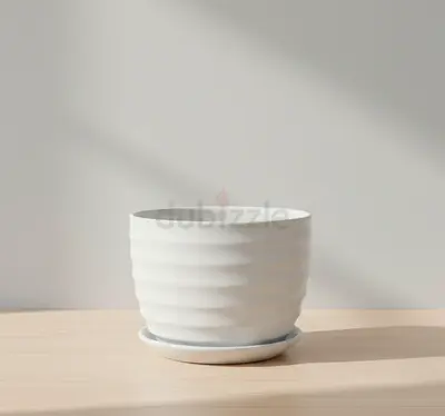 2 White Decorative Planter with Saucer, Pant, Home Decor, Indoor, Outdoor, Succulent, Plant Pot