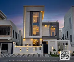 Two-Story Villa in Al Yasmin Area | Modern Design Villa | Full Stone Facade | Close to Al Hamidiya P