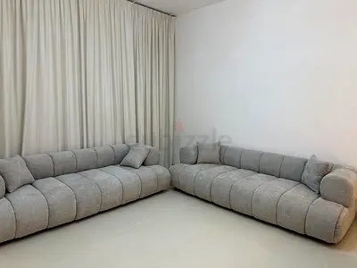 Stylish Modern Sofas in Grey Fabric