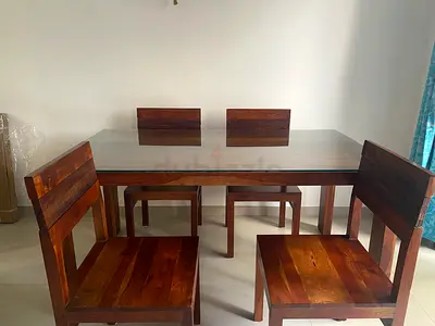 Solid Wooden Dining Table with Chairs