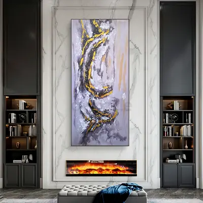 Abstract Waves Painting size 90x180cm wrapped canvas with black edges