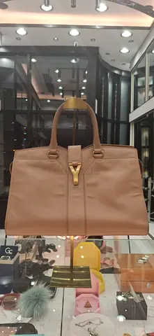 Beige leather tote — my womens handbag with gold hardware